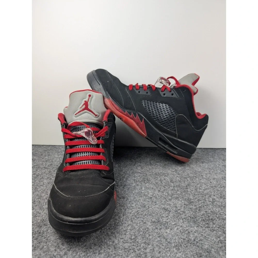 Air Jordan 5 Retro Low Alternate 90 Men's 12 819171-001 Black Gym Red Sneakers